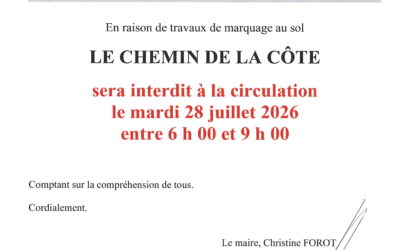 CIRCULATION INTERDITE CHEMIN DE LA COTE